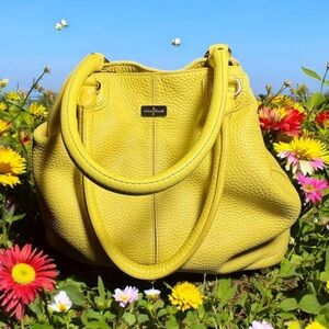 Cole Haan lime yellow pebbled leather shoulder bag